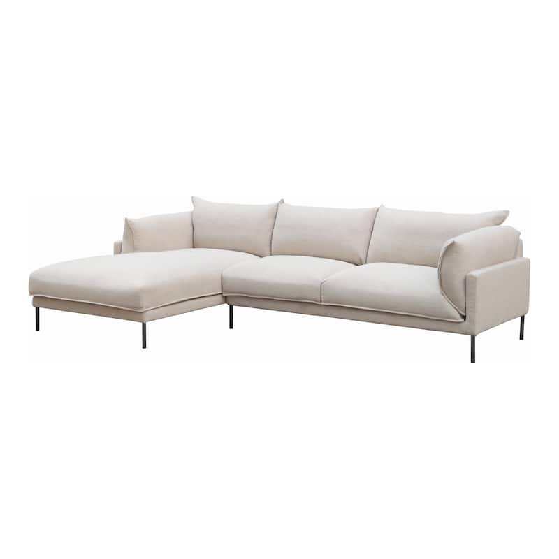 Aurelle Home Modern Deep Seat Chaise Sectional - Off White - Left Facing