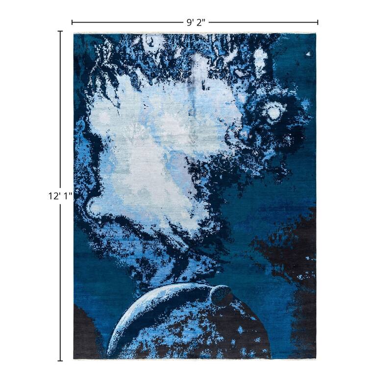 Ikat One-of-a-Kind Hand-Knotted Area Rug - Black, 9' 2" x 12' 1" - 9' 2" x 12' 1"