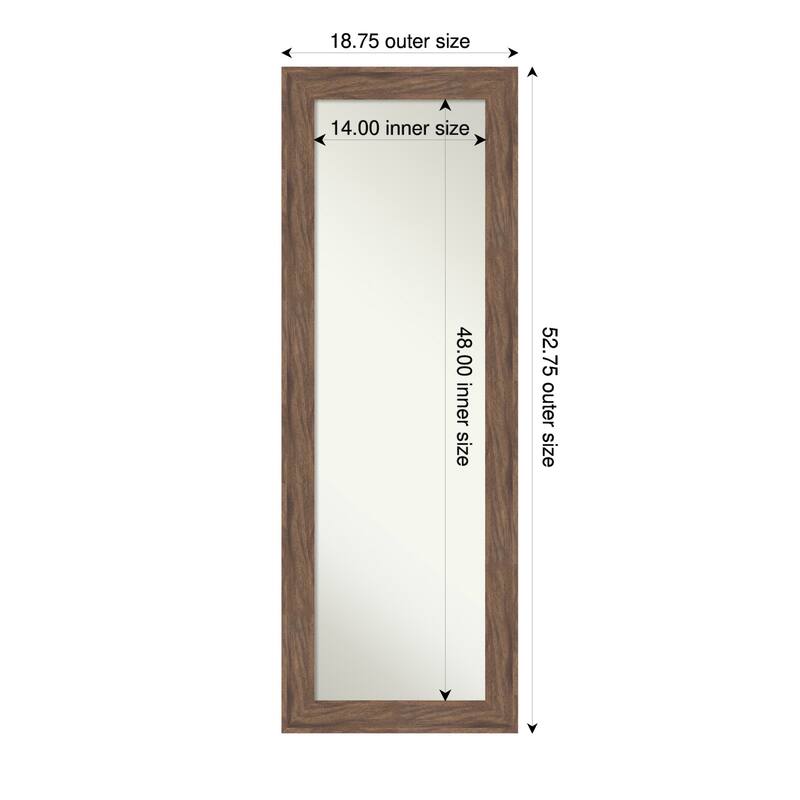 Pia Non-Beveled Framed Full-Length On the Door Mirror - Pia Medium Brown - 19 x 53 in