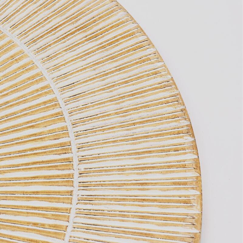 Textured Grooves And Etched Ring Patterns Handcarved Round Wheel Style Wood Wall Decor-36"