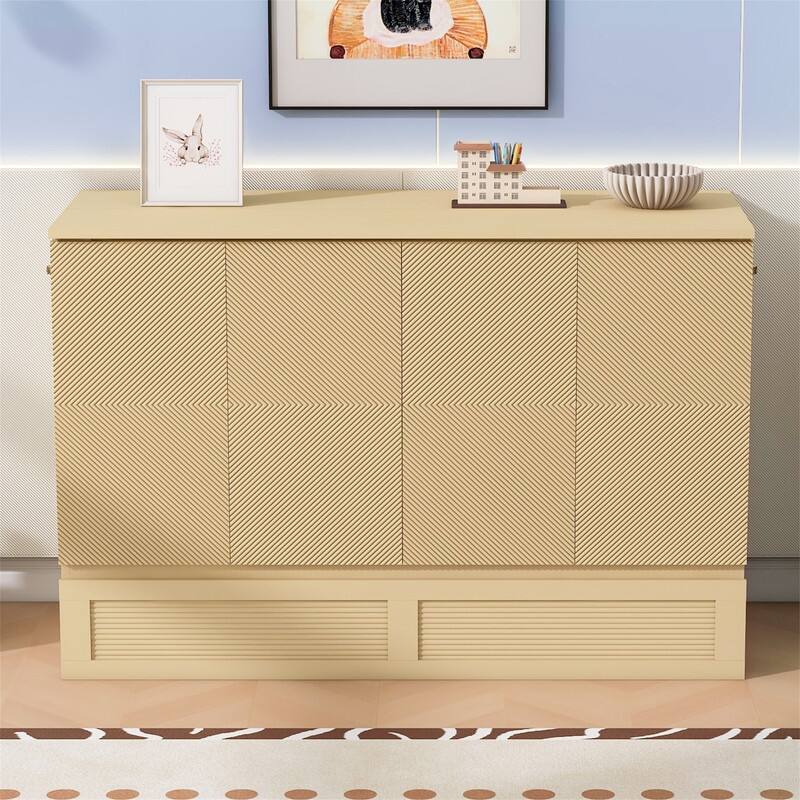 Full/Queen Size Murphy Bed Wall Bed with a Large Drawer, Foldable Murphy Cabinet Bed with a set of Sockets & USB Ports