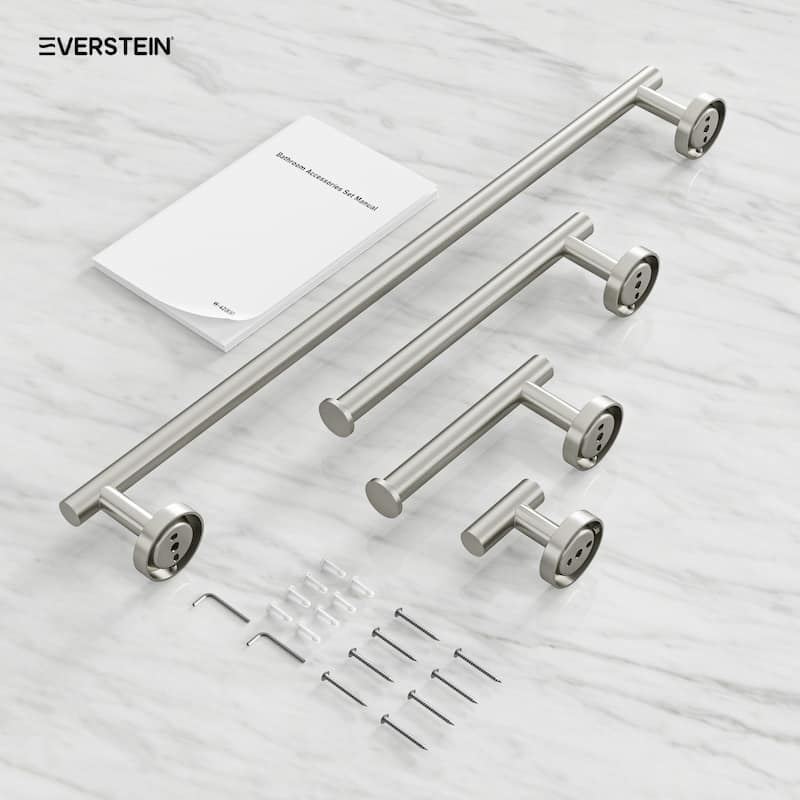 4-Piece Bathroom Hardware Accessories Set, Wall Mount Towel Bar, Toilet Paper Holder, Hand Towel Rack 1 Towel Hooks