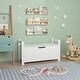 preview thumbnail 4 of 5, White Rubber Wood Kids Toy Storage Organizer Trunk with Flip-Top Lid/Safety Hinge