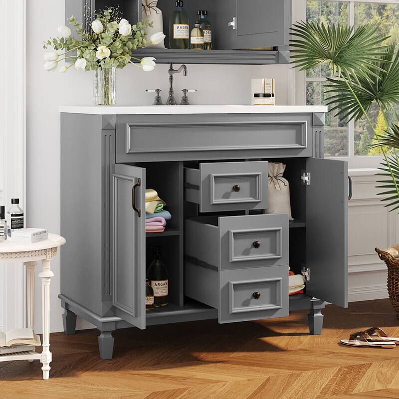 2 Drawers Bathroom Vanity with Top Sink