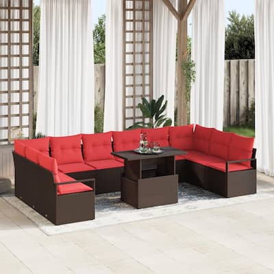 vidaXL 11 Piece Garden Sofa Set with Cushions - 135.4×69.7×27.2
