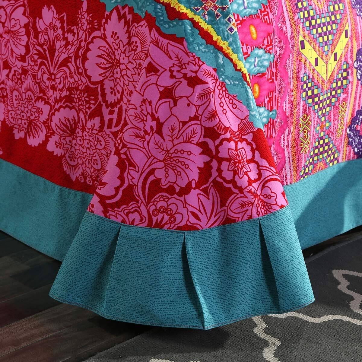 4 Pieces Bohemia Ethnic Bedding Sets Full, Brushed Cotton Boho Duvet