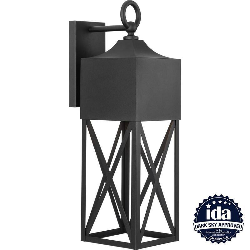 Birkdale Collection One-Light Textured Black Outdoor Wall Lantern - 7 in x 9.5 in x 23.25 in