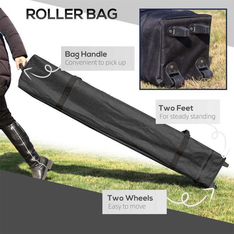 Outdoor Foldable Adjustable Height Gazebo Canopy Tent with Steel Frame and Sandbags Included Carry Bag