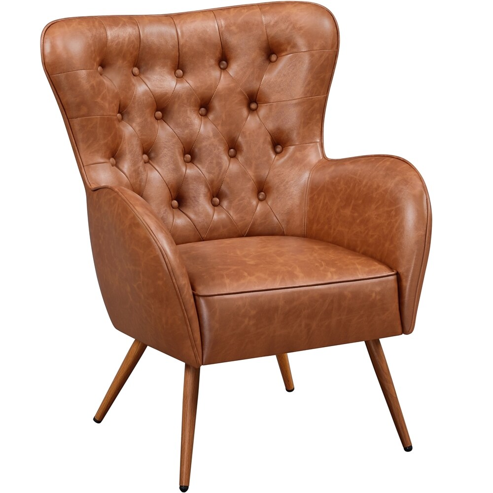 Vintage leather sales accent chair