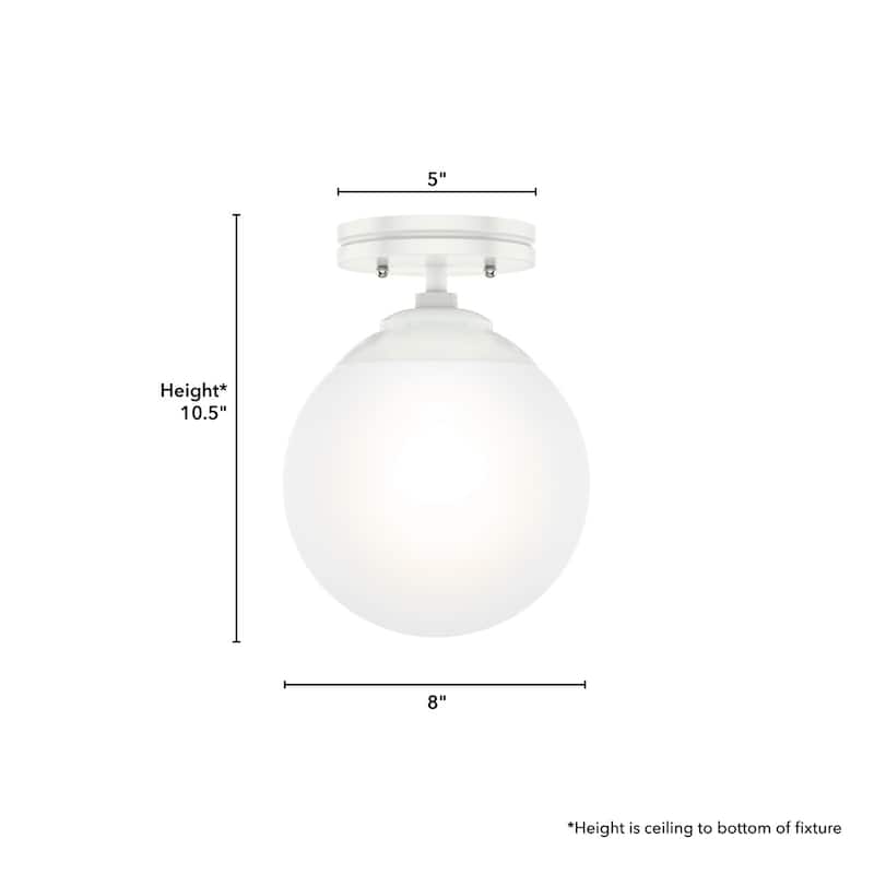 Hunter Hepburn 1-Light Flush Mount Ceiling Light - Bedroom, Bath, Entry, Hallway - Damp-Rated - Vintage, Globe Light