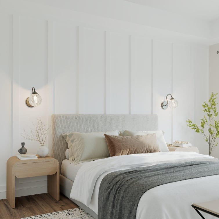 Acroma Clear and Glass Shade Modern Armed Sconce Wall Sconces