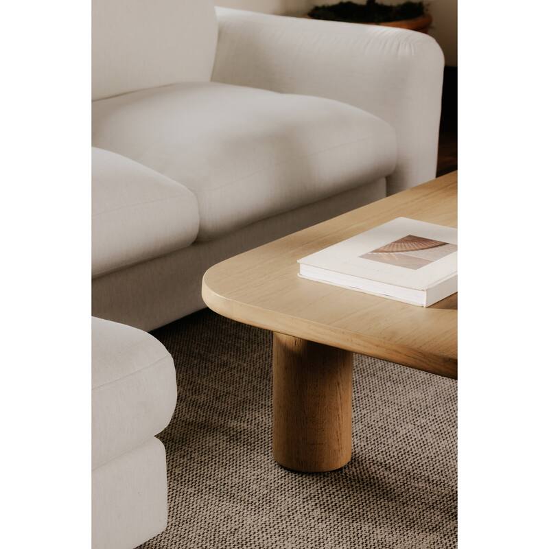 NADAAL STUDIOS Dareth Coffee Table, FSC® Certified Solid Oak, Rectangular, Natural Finish