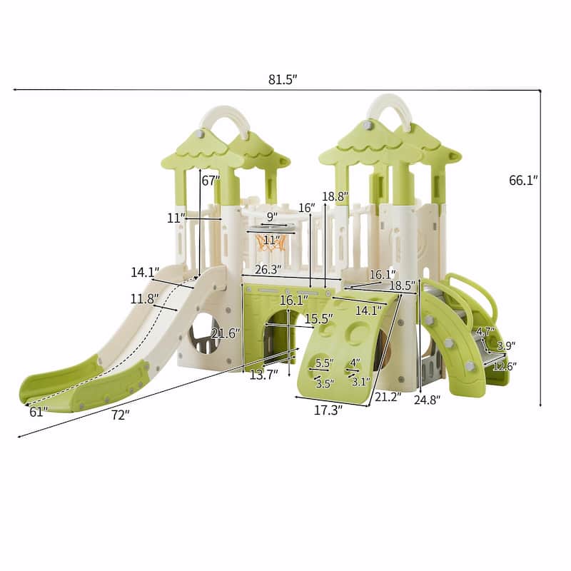 8-in-1 Toddler Climber and Slide Set - Freestanding Kids Slide Playset with Basketball Hoop and More