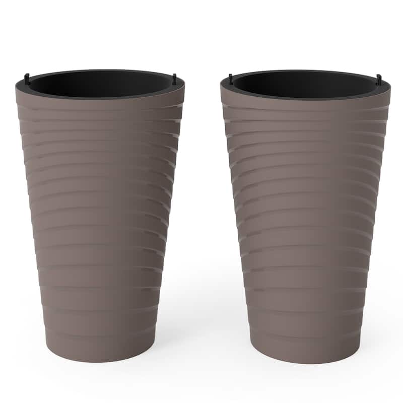2-Piece Round Outdoor Planter Set with Spacious Inner Pot and Multiple Drainage Holes for Plants - 29.5 cm x 45 cm (Dia x H)
