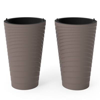 2-Piece Round Outdoor Planter Set with Spacious Inner Pot and Multiple Drainage Holes for Plants - 29.5 cm x 45 cm (Dia x H)