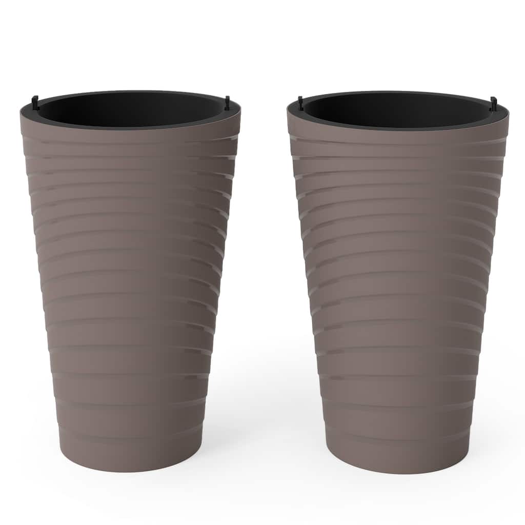 2-Piece Round Outdoor Planter Set with Spacious Inner Pot and Multiple Drainage Holes for Plants - 29.5 cm x 45 cm (Dia x H)