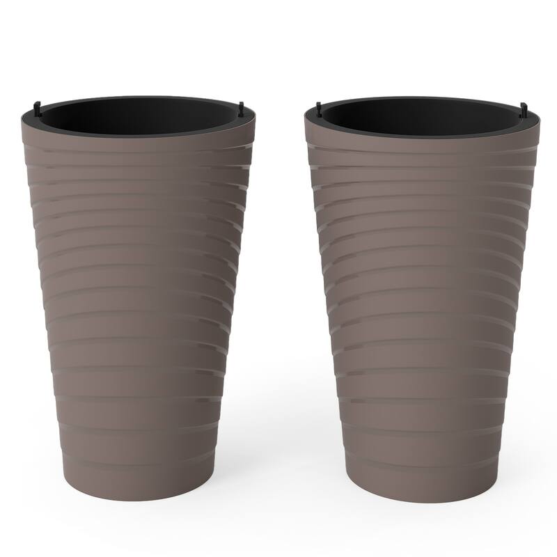 Gymax 18'' Tall Flower Pot Set of 2 w/ Insert Bucket Handle Design