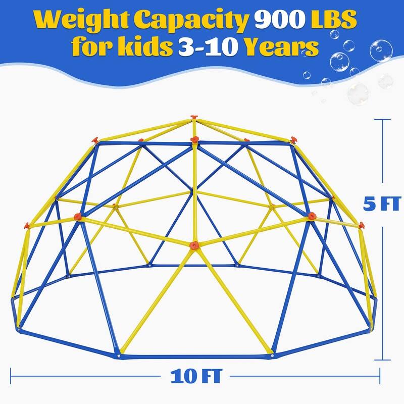 10FT Geometric Climbing Dome Climber Playground for Kids 3-10, Climbing Toys for Kids - N/A
