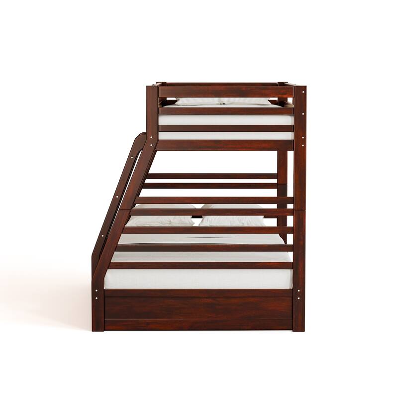 Cude Modern Twin over Full Solid Wood Bunk Bed Set by Furniture of America