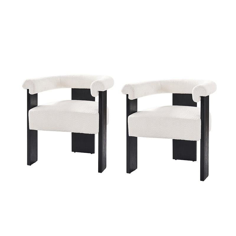 Georg Modern Boucle Dining Chair with Solid Wood Legs Set of 2 by HULALA HOME