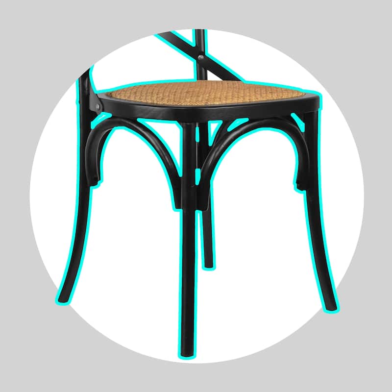 Mid Century Modern Contemporary Antique Style Cross Back X Open Wooden Frame Dining Accent Wood Chairs