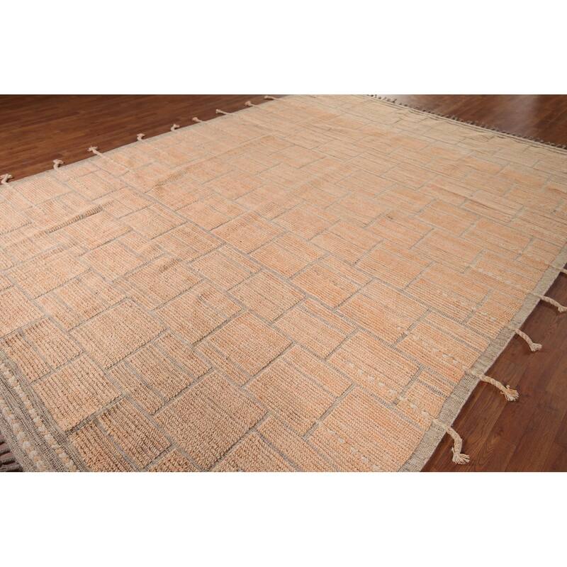 Striped Moroccan Area Rug Handmade Wool Carpet - 8'11"x 12'6"