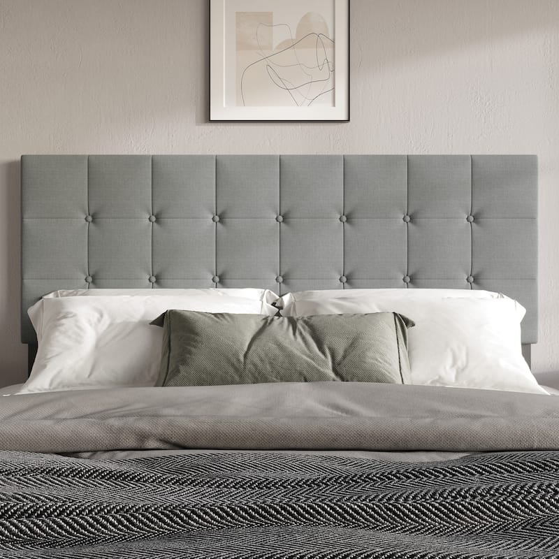 Ida Button-tufted Upholstered Transitional Adjustable Headboard - Grey - Twin