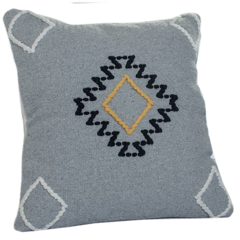Handwoven Scandinavian Square Throw Pillow Cover - 20" - Gray and Black