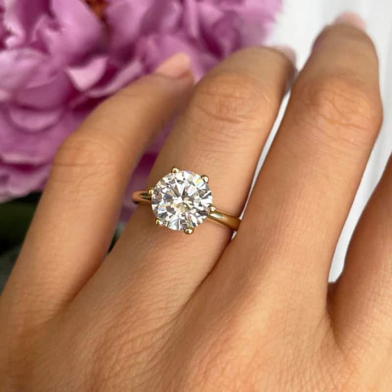 Certified 2CT Lab Grown Diamond Solitaire Engagement Ring Yellow Gold E/VVS2