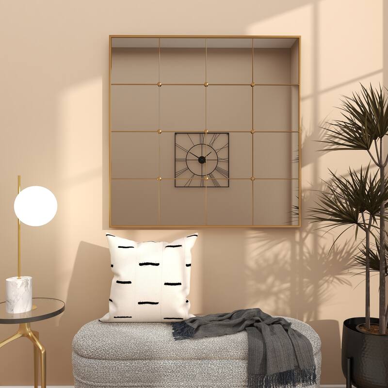 CosmoLiving by Cosmopolitan Gold Metal Window Pane Inspired Room Wall Mirror