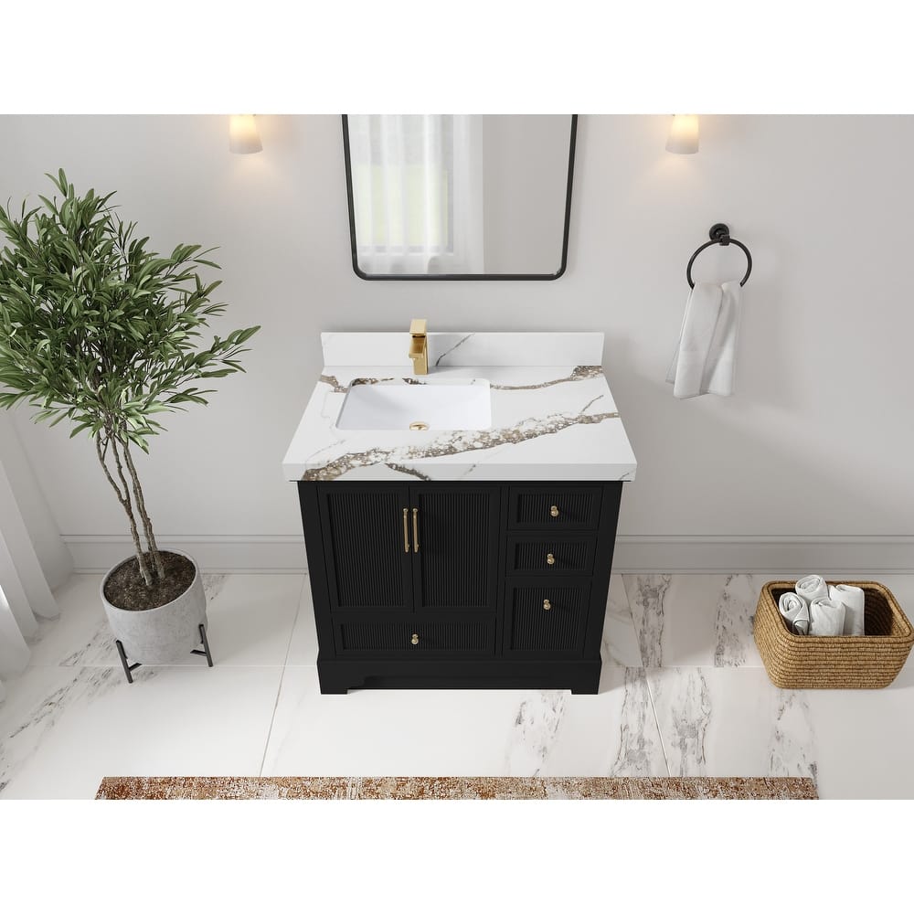 Willow Collections 36 in. W x 22 in. D Alys Left Offset Sink Bathroom Vanity with Countertop