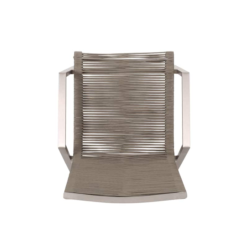 Outdoor Dining Chairs Set of 2, All-Weather Patio Armchairs with Aluminum Frame, Rope Seat for Lawn, Garden & Backyard