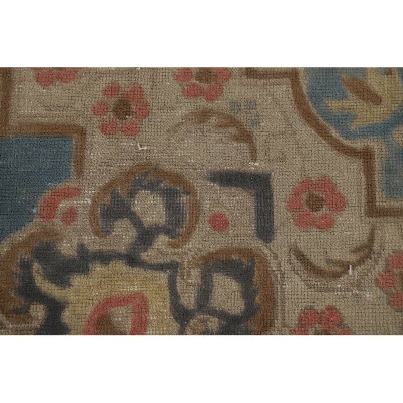 Distressed Blue Tabriz Persian Antique Area Rug Handmade Wool Carpet - 9'3" x 12'8"