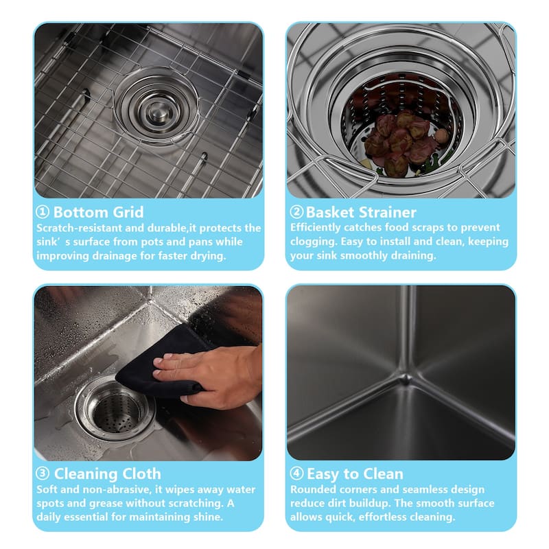 WOWOW 33" Drop-In Dual Bowl 16-Gauge Kitchen Sink