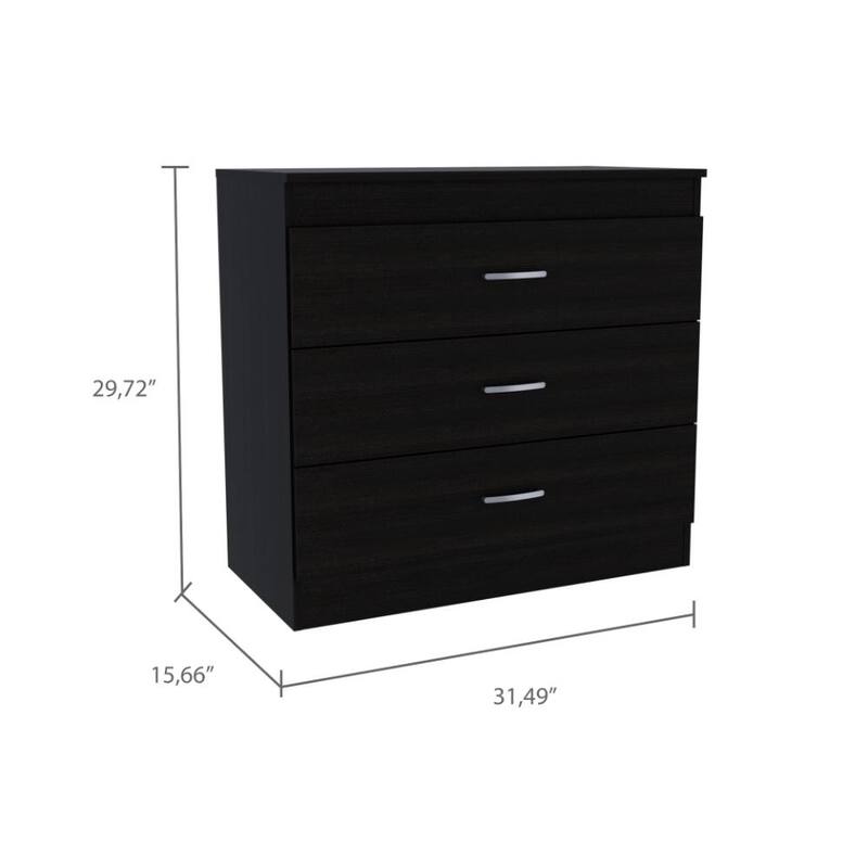 3 Drawer Dresser, Superior Top, Metal Hardware