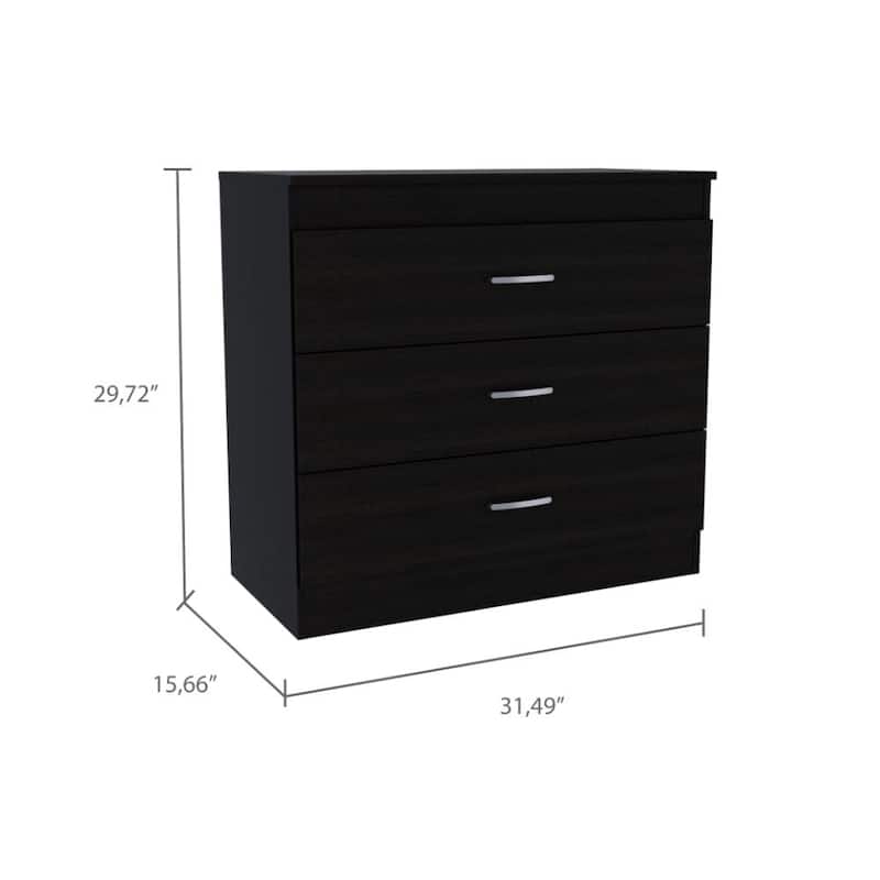 TUHOME Melia 3 Drawer Dresser with Superior Top and Metal Hardware