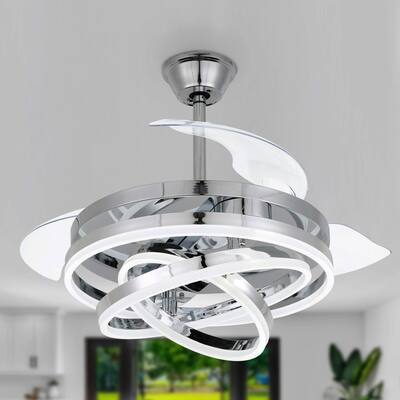 Oaks Aura 42in. LED DIY Shape Modern Ring Ceiling Fan With Lights, 6-Speed Latest DC Motor Remote Control Rose Ceiling Fan