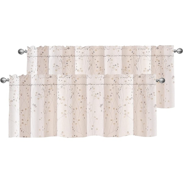 slide 1 of 12, DriftAway Harper Ink Floral Pattern Window Valance - 2 Pack 50" width x 18" length - Beige