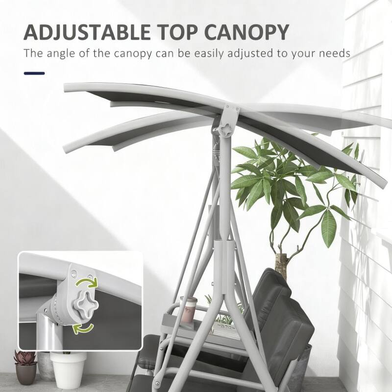 GDFStudio - Ethan Comfortable Patio Swing Chair with Canopy and Storage