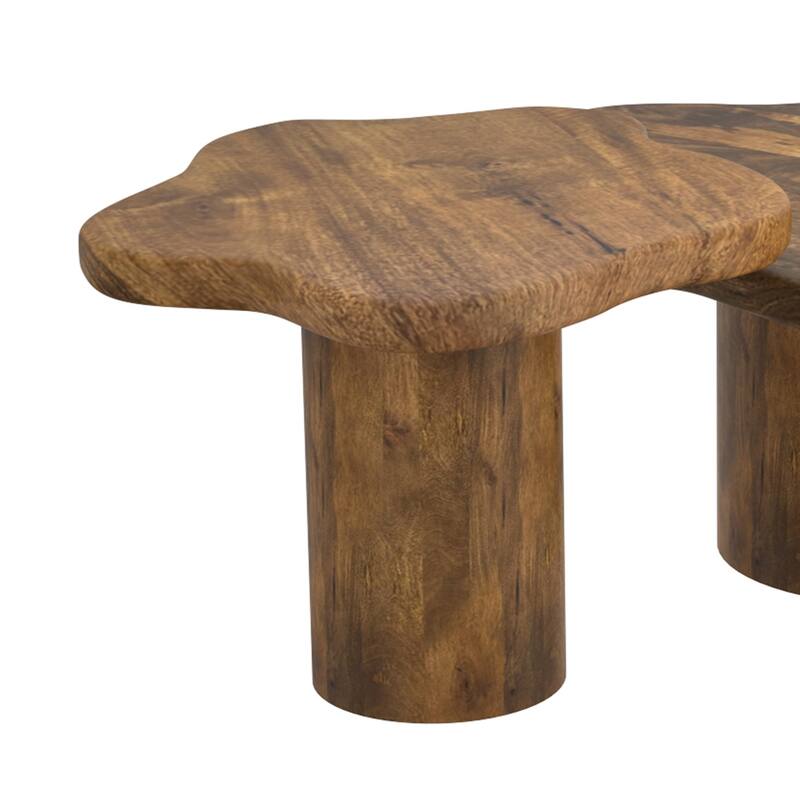 Mid-Century Modern Solid Mango Wood Small Coffee Table