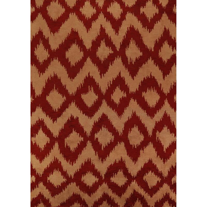Hand Knotted Oriental 100% Wool Carpet Modern Geometric Oranges & Rust Moroccan Area Rug - 11' 7'' X 9' 0''