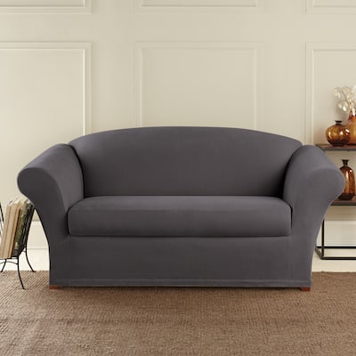 SureFit Stretch Oxford 2 Piece Loveseat Slipcover