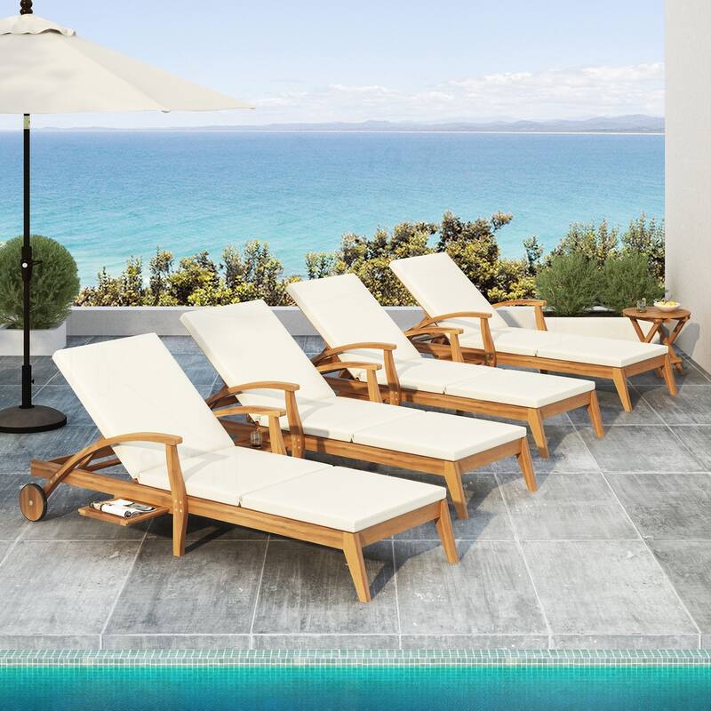 Outdoor Recliner Side Table Set