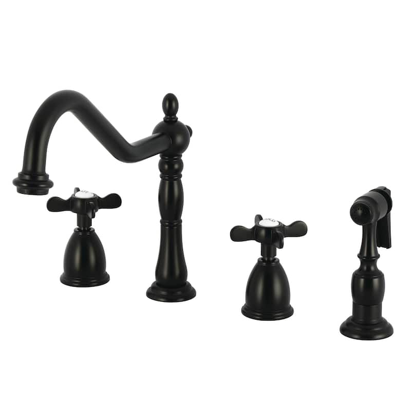Kingston Brass Essex 1.8 GPM Widespread Kitchen Faucet - Includes Side - Matte Black
