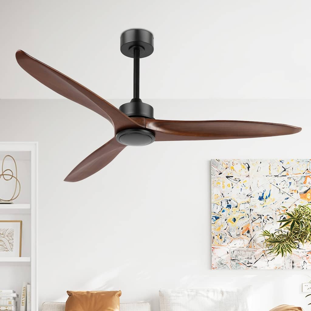 52" Solid Wood 3-Blade Propeller Ceiling Fan with Remote Control