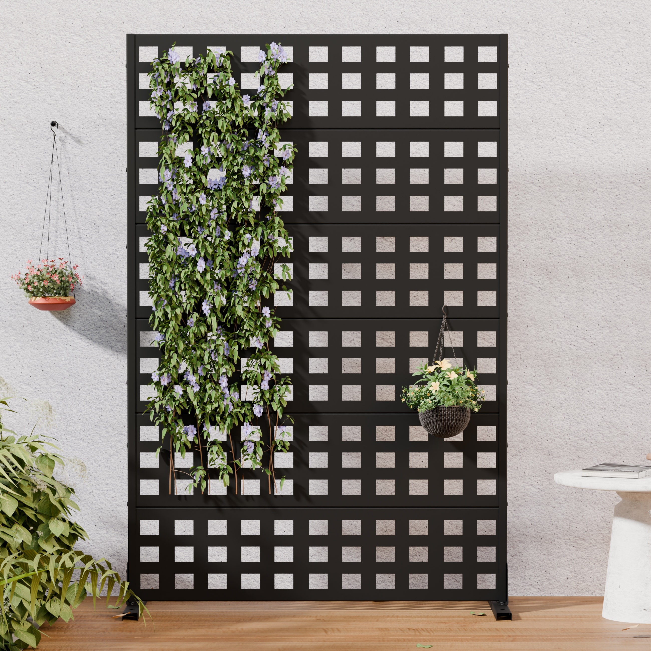 Outdoor Freestanding Metal Privacy Screen Decorative Partition Panel for Patio Garden Balcony