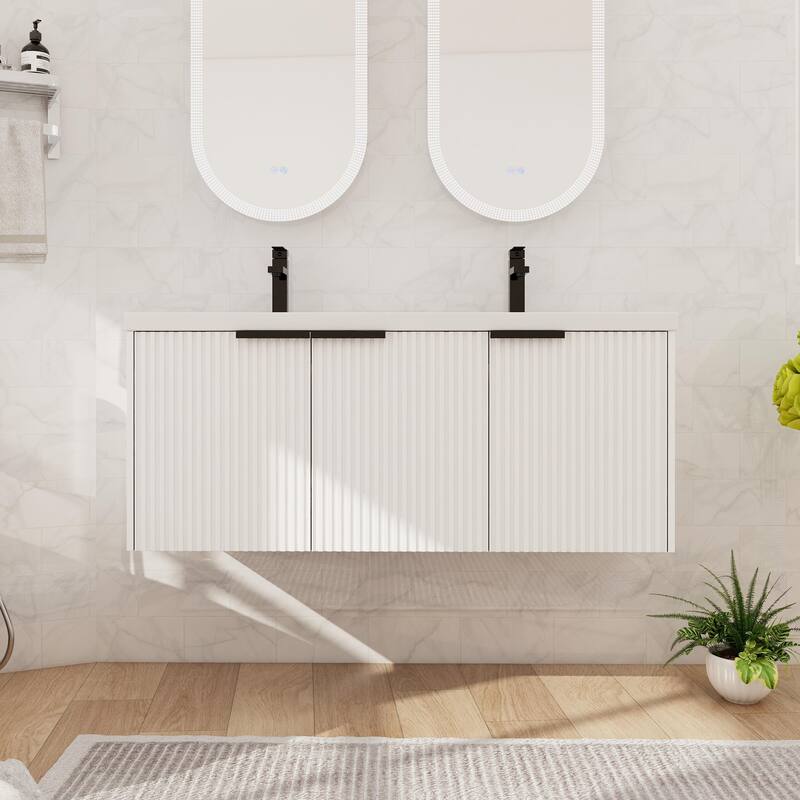 Beingnext 36"/48" Bathroom Vanity with Sink, Floating Bathroom Vanity with Soft Close Door - 47.6''W x 18.3''D x 20.6''H - White