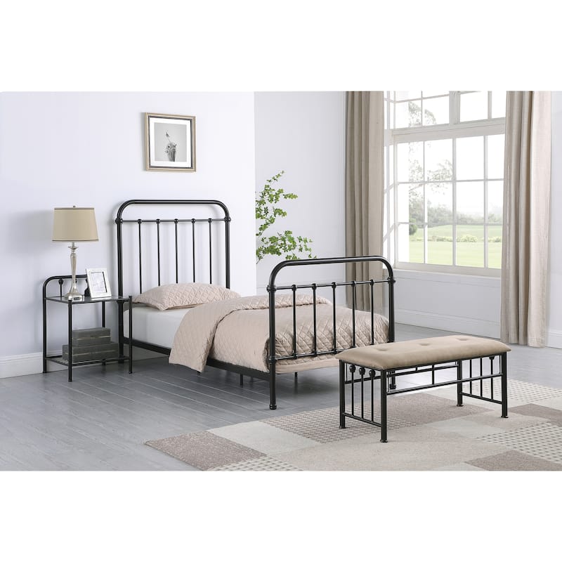 Olaleye Dark Bronze Metal Spindle Panel Bed