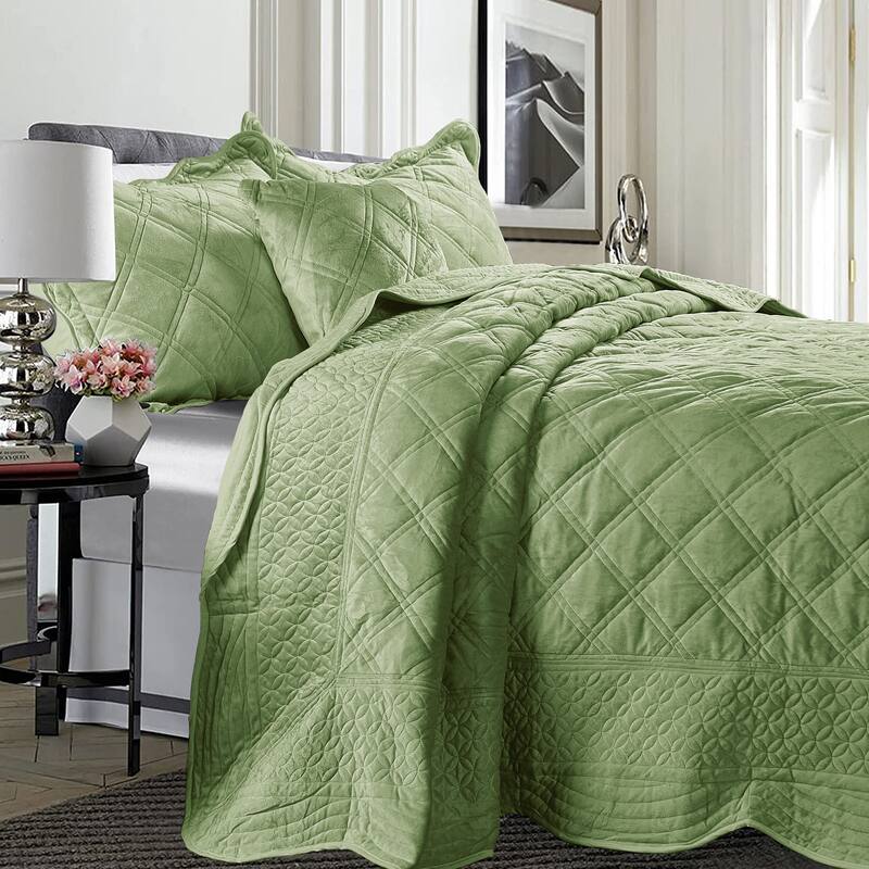 Serenta Supersoft Microplush Quilted 4 Pieces Bedspread Coverlet Set