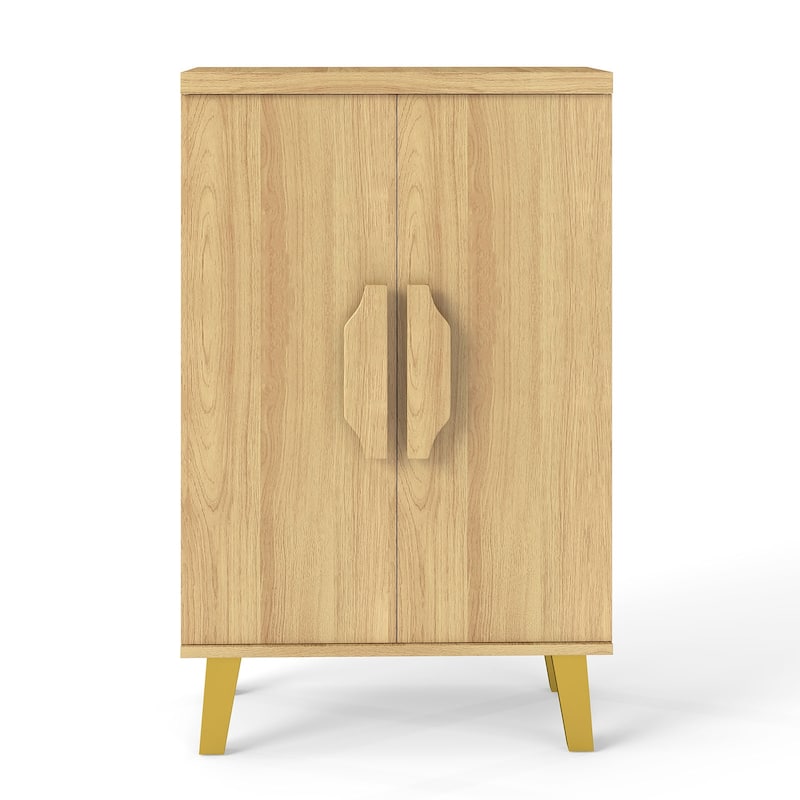 Natural Wood Buffet Sideboard Storage Cabinet with Double Doors Modern Accent Console Table for Living Room or Dining Room